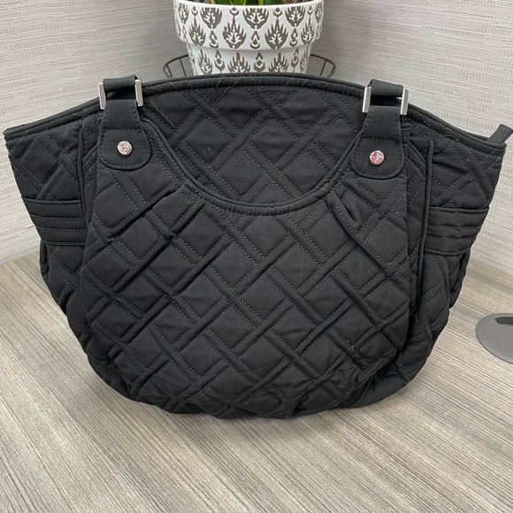 Vera Bradley Black Iconic Glenna Satchel Bag - Picture 2 of 15